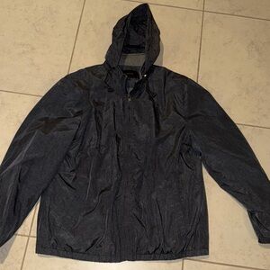 Banana Republic Grey Jersey-Lined Hooded Windbreaker Jacket - XL